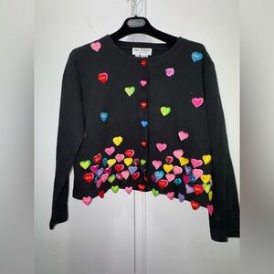 90s vintage Jack B. Quick sugar hearts embellished cardigan sweater medium